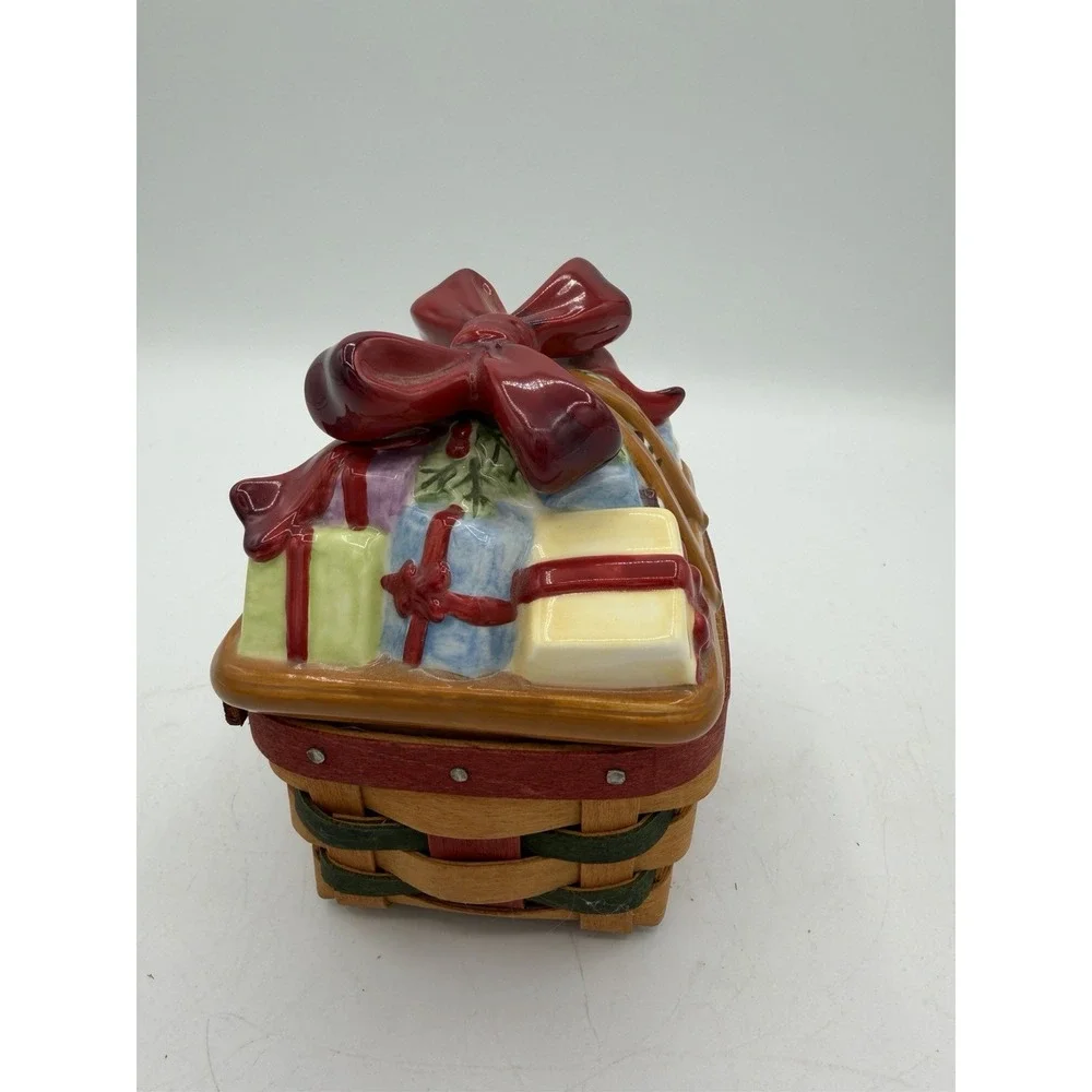 🎁🧺 Longaberger 2006 Little Gifts Basket w/ Pottery Topper Lid & Protector-EUC